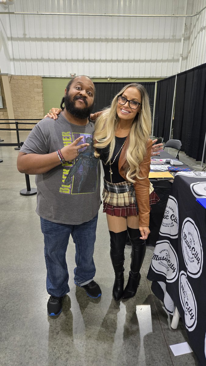 chris_d_ray's tweet photo. So blessed @trishstratuscom graced Nashville with her presence TWICE this year and got to meet her both times! #ThankYouTrish #FirstCrush https://t.co/m2yWop0hNG
