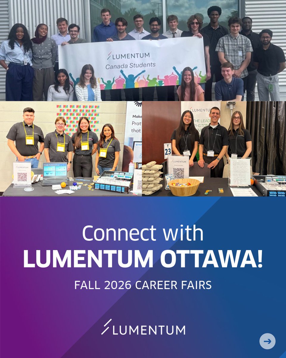 Lumentum's tweet photo. @Lumentum Ottawa students are experiencing career fairs from the other side of the table! Guided by our HR team, volunteers from our fall student cohort are representing #TeamLumentum at university career fairs in Canada.

See where they’re headed next: https://t.co/kqIXUmqhbY https://t.co/FkrgqpT9rO