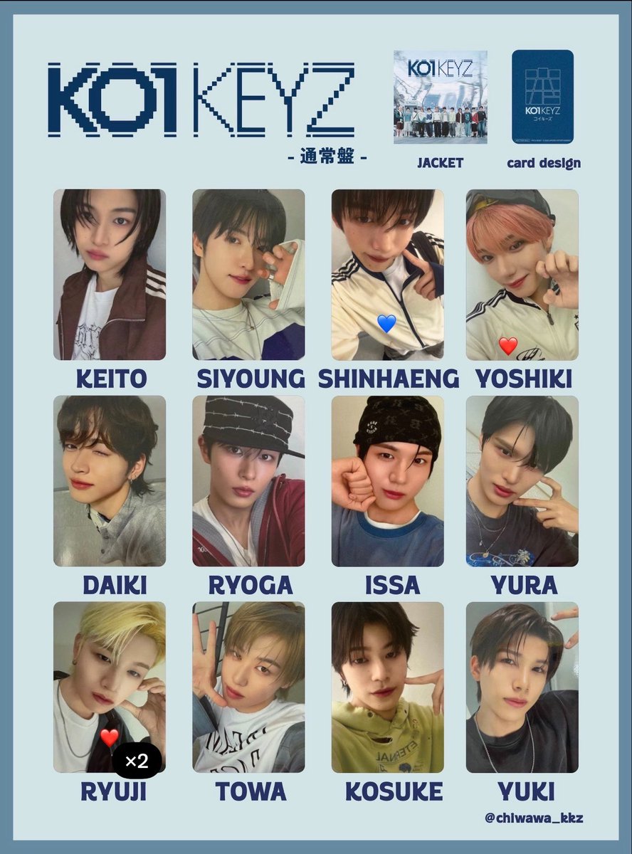 crazyforcherry's tweet photo. KO1KEYZ トレカ 交換 #KO1KEYZ交換 

【譲】写真❤️

【求】同種 飯塚 シンヘン（💙を特に求めてます）

郵送または本日（夕方ごろまで）名古屋パルコタワレコ近くにて交換可能な方お声掛けください🙇‍♀️ https://t.co/X2ohe3Hwpw