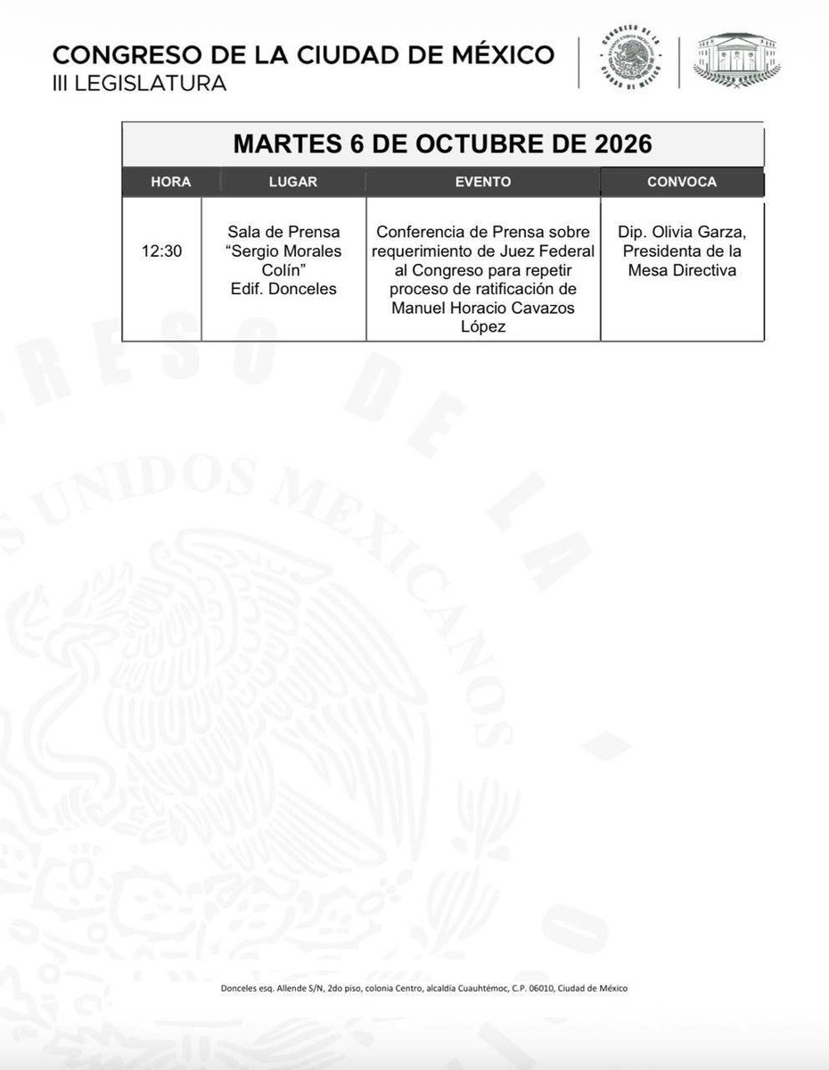iartetam's tweet photo. ALERTA: mañana hay esta conferencia sobre reponer el proceso de ratificación del exmagistrado Manuel Cavazos, acusado de violencia sexual infantil. La @FiscaliaCDMX le quiso dar carpetazo al caso pero hasta la @CDHCMX les obligó a ofrecer una disculpa pública por revictimización. https://t.co/RHl22W2cxG