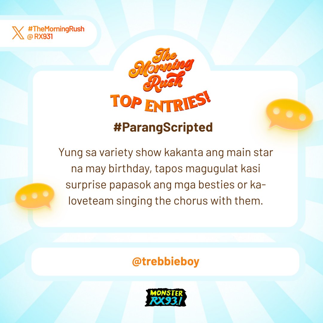RX931's tweet photo. Top Entry: #ParangScripted from @trebbieboy #TheMorningRush https://t.co/5NsATUcYwE