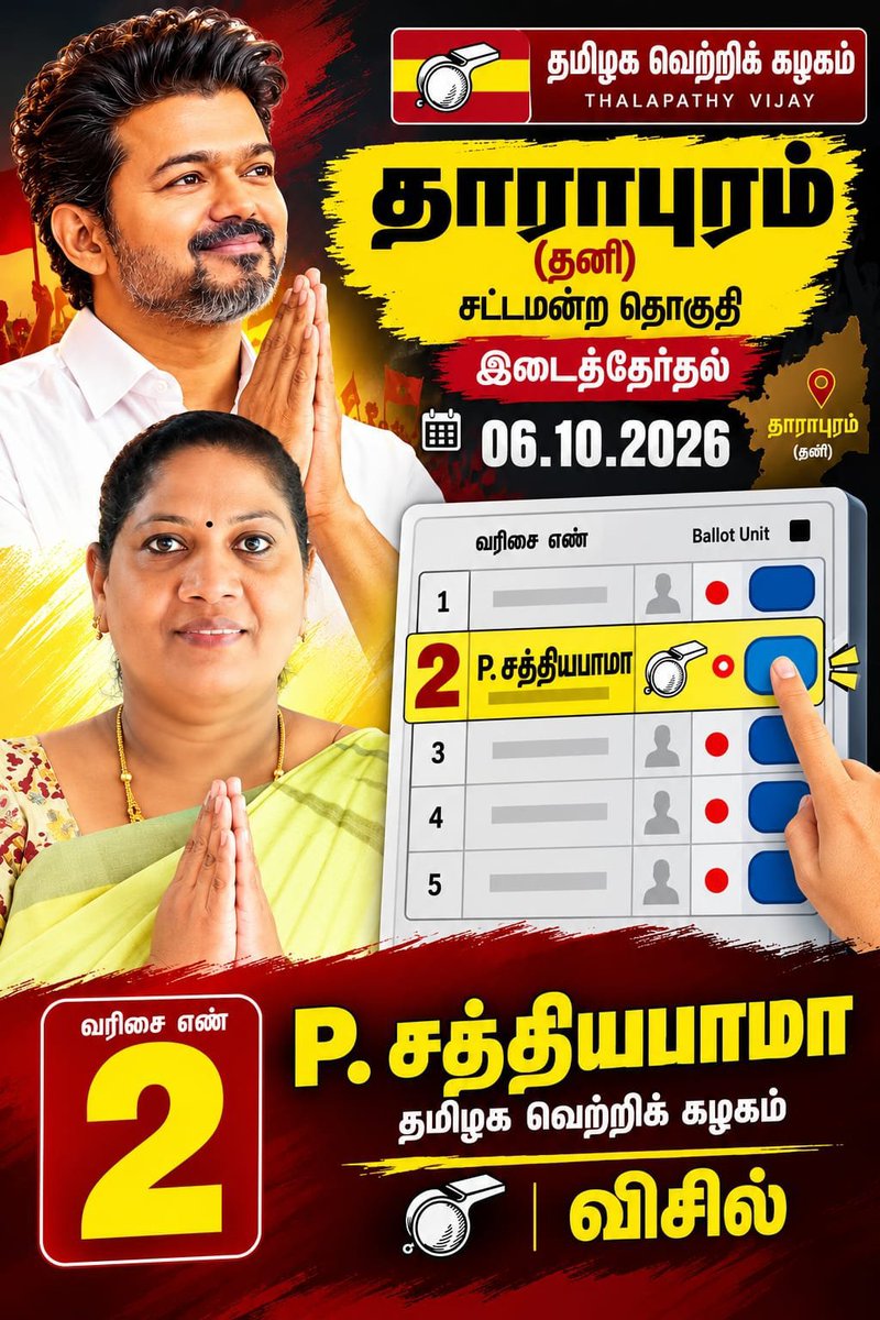 SaravananC77008's tweet photo. #தாராபுரம்
#மதுராந்தகம் உங்களின் ஓட்டு நம்ம விசில் சின்னத்திற்கே🥳 @TVKPartyHQ @BUSHINDIA @anushiyaxx @V_F_C_Madesh @social2026 @tvk_abhi @ashwin_tvk_ @AbdulasimA59823 @TVK_Abarna https://t.co/YgxwG3U1ae