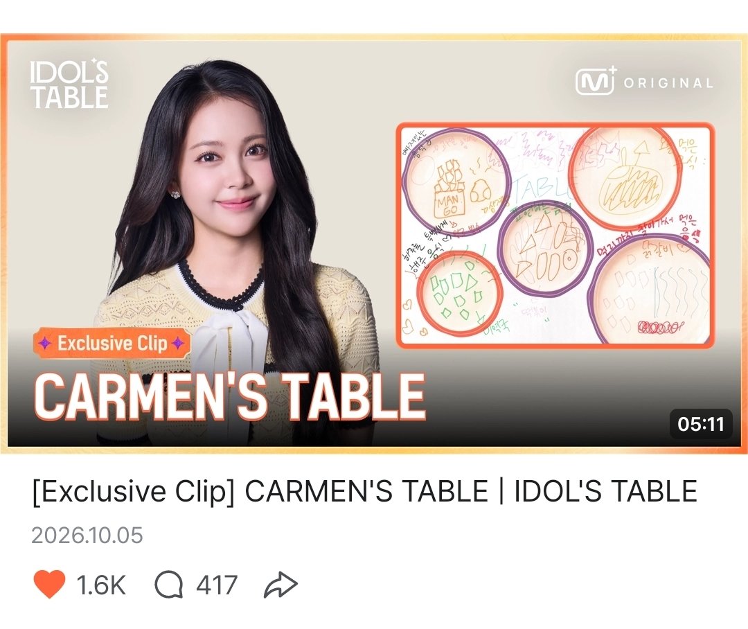 H2HCARMEN_INA's tweet photo. Sebelum [HASHTAG PARTY] dan rilisnya EP.01 IDOL'S TABLE hari ini, jangan lupa nonton/rewatch "[Exclusive Clip] CARMEN'S TABLE" di Mnet Plus!

Jangan lupa di-like dan tinggalkan komentar positif.
👉 https://t.co/p9J8zJNr5o

#Hearts2Hearts #CARMEN #카르멘
@Hearts2Hearts https://t.co/4yg7m2BsIK