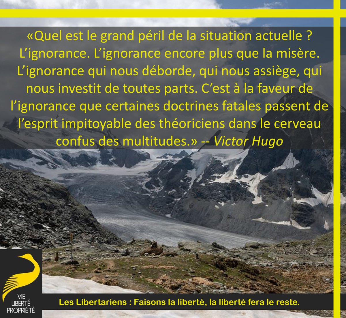 StephaneGeyres's tweet photo. Quel est le grand péril de la situation actuelle ? L’ignorance. L’ignorance encore plus que la misère. L’ignorance qui nous déborde, qui nous assiège, qui nous investit de toutes parts. C’est à la faveur de l’ignorance que certaines doctrines fatales passent de l’esprit...
V.Hugo https://t.co/E8aNthDf23