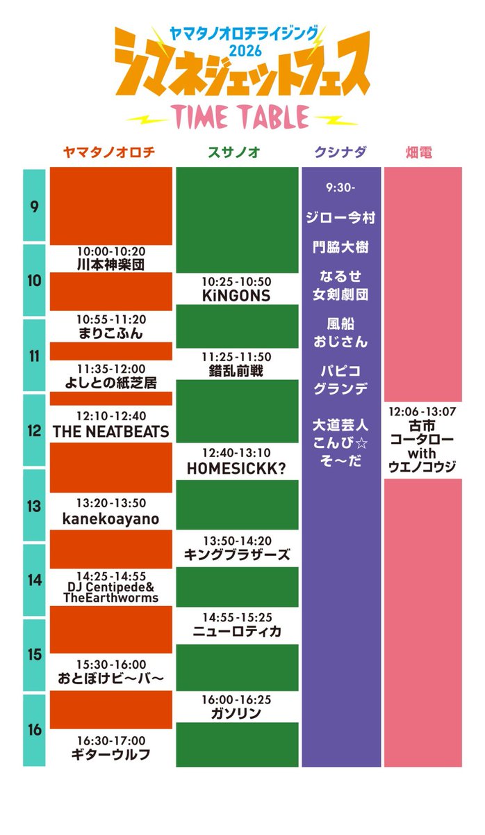 hagepoliceman's tweet photo. →続き
川本神楽団
錯乱前線
よしとの紙芝居
ガソリン
門脇大樹
世界のジョー次
みっくすちゃん
風船おじさん
ジロー今村
パピコグランデ
他
今年で10周年！そして最後！
是非どうぞ！
#松江 #島根県 #shimane #シマネジェットフェス #フェス https://t.co/6PTKre93AF
