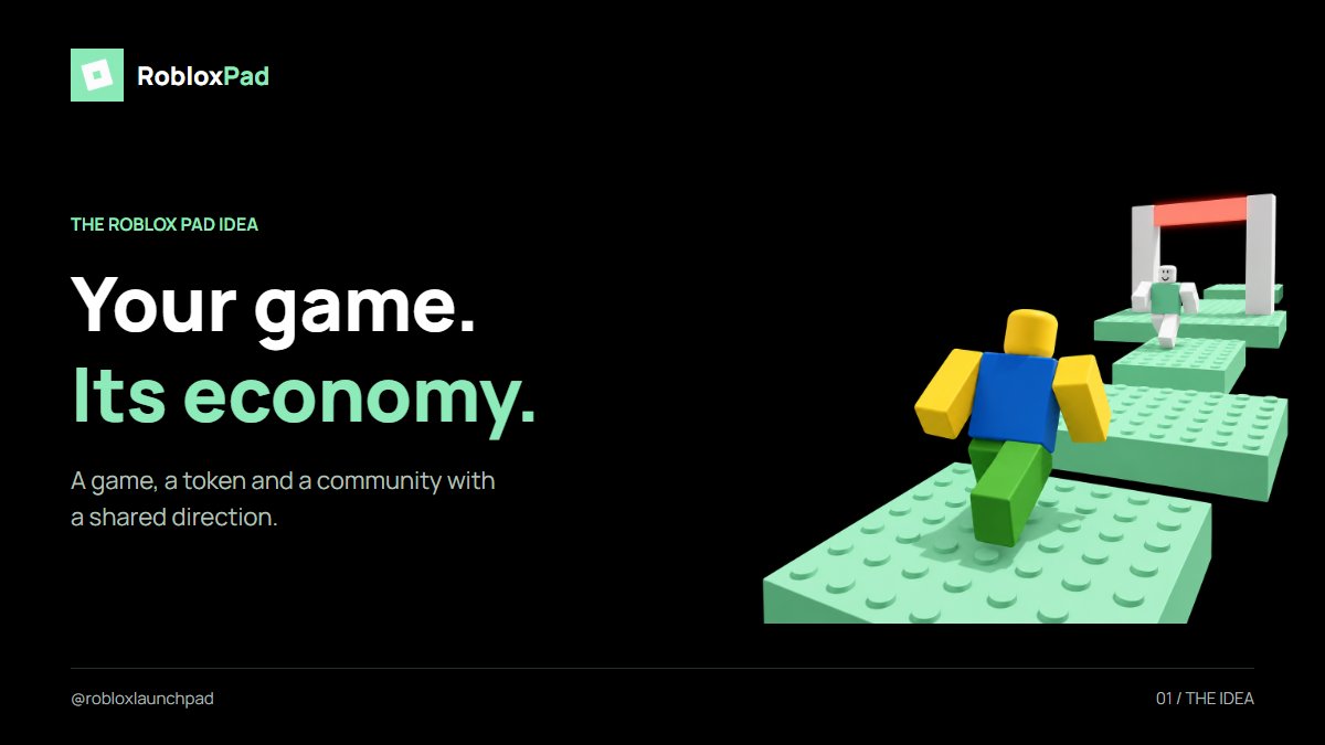 robloxlaunchpad's tweet photo. The Roblox Pad idea: create a Roblox game, link its token and build a community around playing it.

The game brings people together. Its economy gives that community a shared direction.

Your game. Its community. Its economy.

https://t.co/sVJ7eG3tUN https://t.co/xFDuLaDH7P