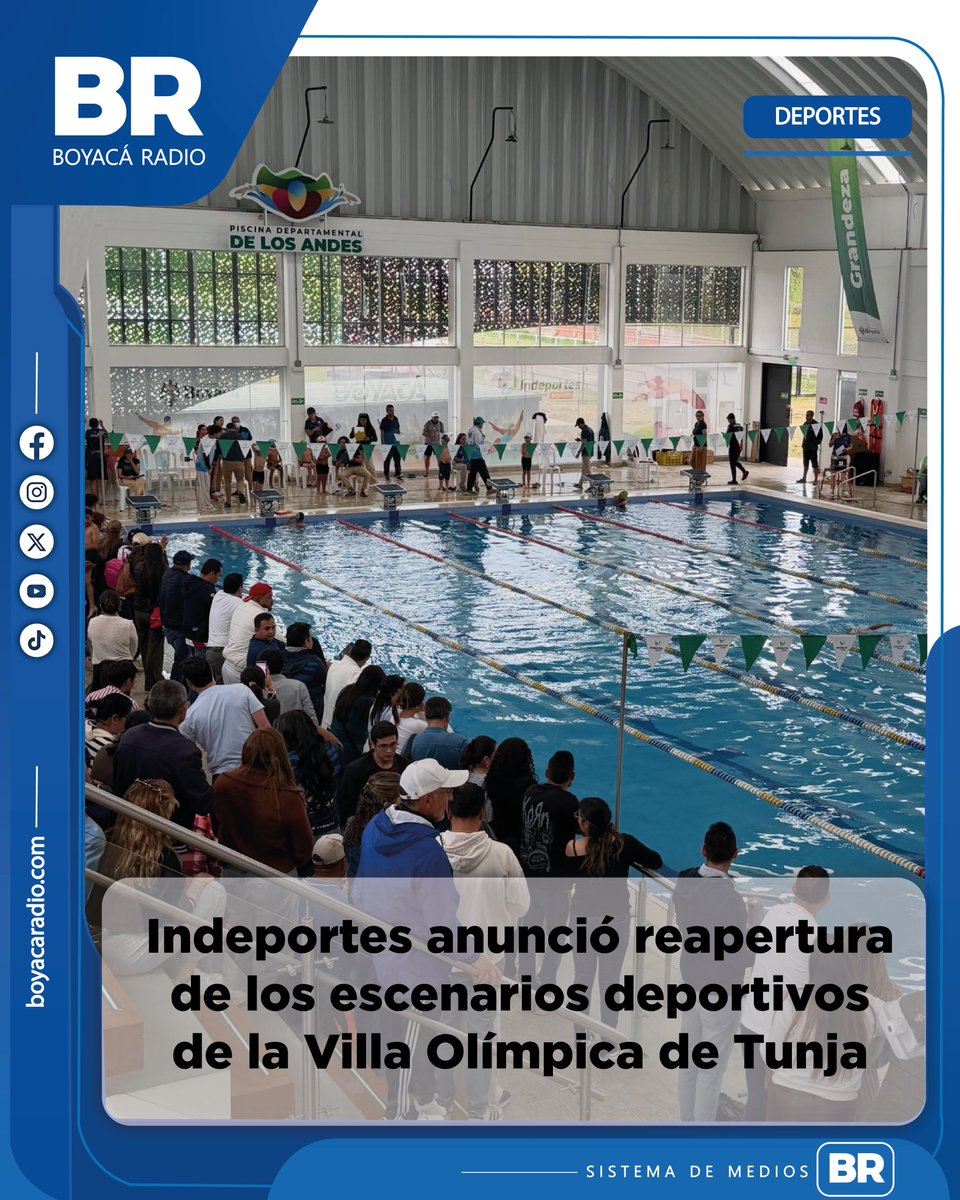 BoyacaRadio's tweet photo. El Instituto Departamental de Deportes de Boyacá (Indeportes) anunció que los escenarios deportivos de la Villa Olímpica de Tunja —la Pista Atlética, el Estadio La Independencia, el Coliseo Municipal, la Piscina Los Andes y las canchas auxiliares— 🧵 https://t.co/zSj4leKzuo