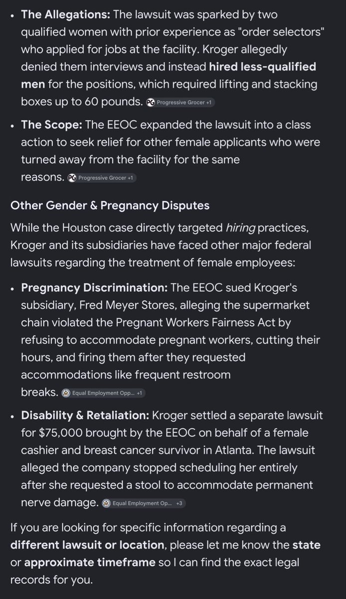 SusanWi73020040's tweet photo. @michael30129750 #Kroger got fined for hiring men that were less qualified, but were better suited for lifting heavy boxesโฆ see below. Women were turned away for jobs. https://t.co/A77AdrMGDt