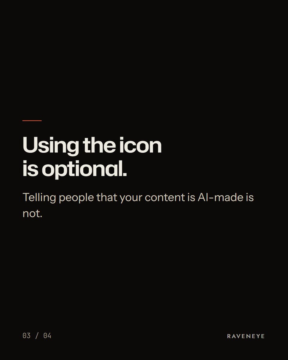 Raveneyeglobal's tweet photo. The EU just made it easier to label AI-made images. They've released official icons for anyone with customers in Europe.

Using the icon is optional. Telling people it's AI is not.

It's a helpful, ready-made way to be clear with your customers.

#aiGeneratedImages https://t.co/ckkrfionCr