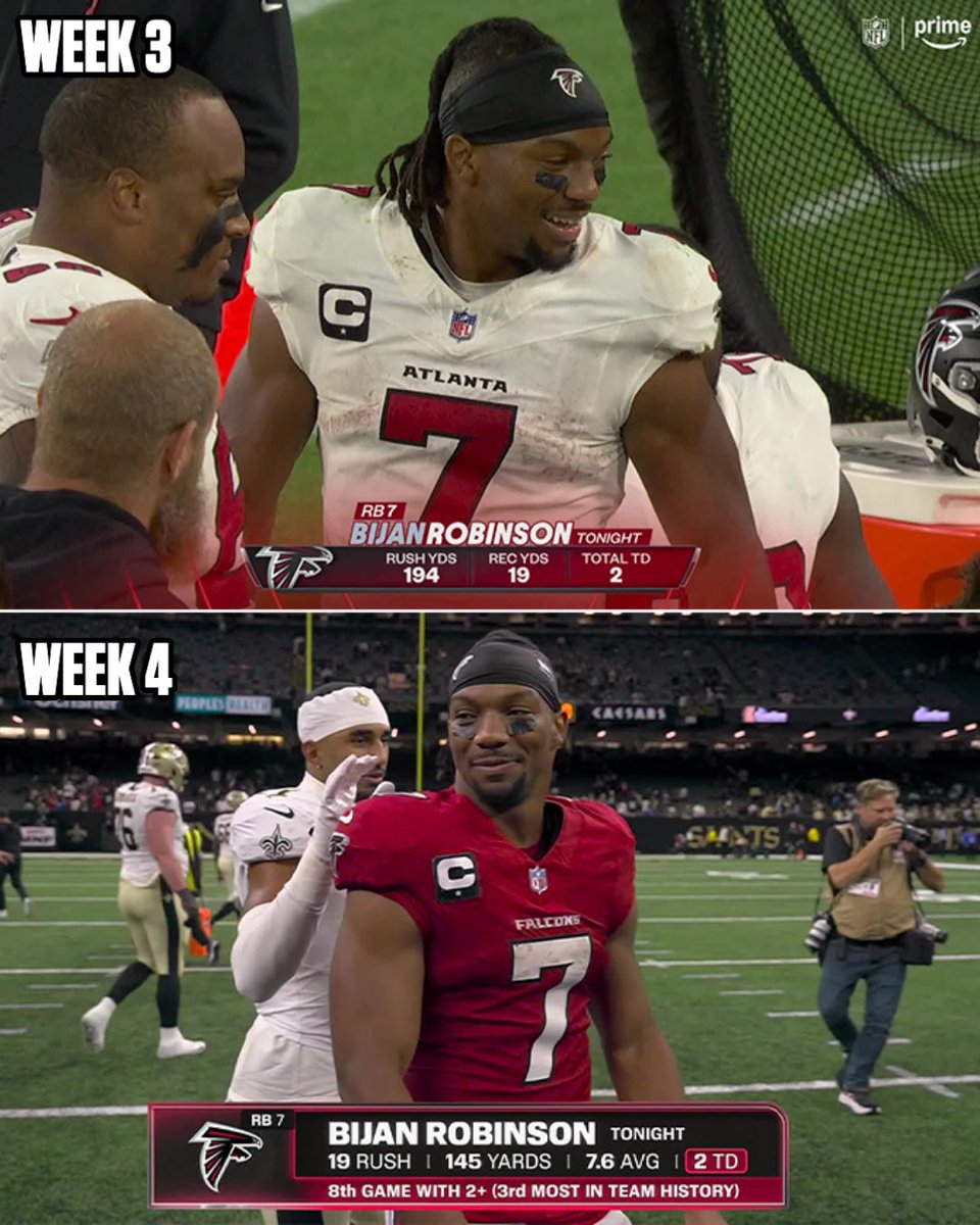 NFL's tweet photo. Primetime Bijan is different 🤩 https://t.co/zNWvI7Syfo
