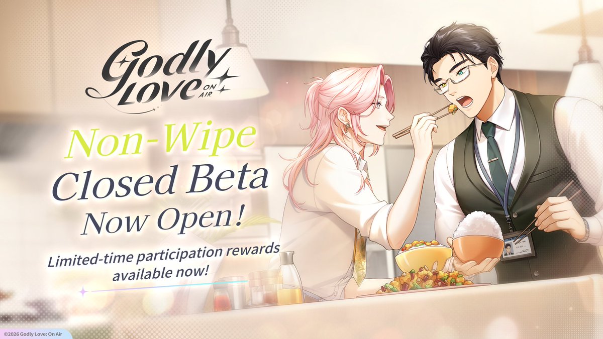 KamiKoi_EN's tweet photo. 🌠 Godly Love: On Air's Non-Wipe Closed Beta has officially begun!

The progress made in this closed beta will not be deleted and can be carried over to the official launch. Come and join the closed beta now!
Proceed ▸
https://t.co/2oLDdNMKVE

※Due to the large file size, the game may take longer to load. We apologize for any inconvenience and thank you for your patience.
※This game will support four languages: Chinese, English, Japanese, and Korean. Players can choose between Chinese and Japanese voice-overs.
※ To show our appreciation for the support and anticipation from our Spanish-speaking community, we have added Spanish language support for parts of the game (Main Story, SSR Vow stories). We hope this allows more of our Spanish-speaking players to enjoy our content with ease.

💫The closed beta will feature a limited-time participation event! Clear Chapter 4 of the Main Story: "A Familiar Warmth" during the Closed Beta to obtain Pledge Ticket x10 and Brilliant Pledge Ticket x5!
For any in-game issues encountered during the closed beta, please direct inquiries to customer support.

✨We hope to see you in Empyrea City!

#BL #BoysLove #GLOA #GodlyLoveOnAir
