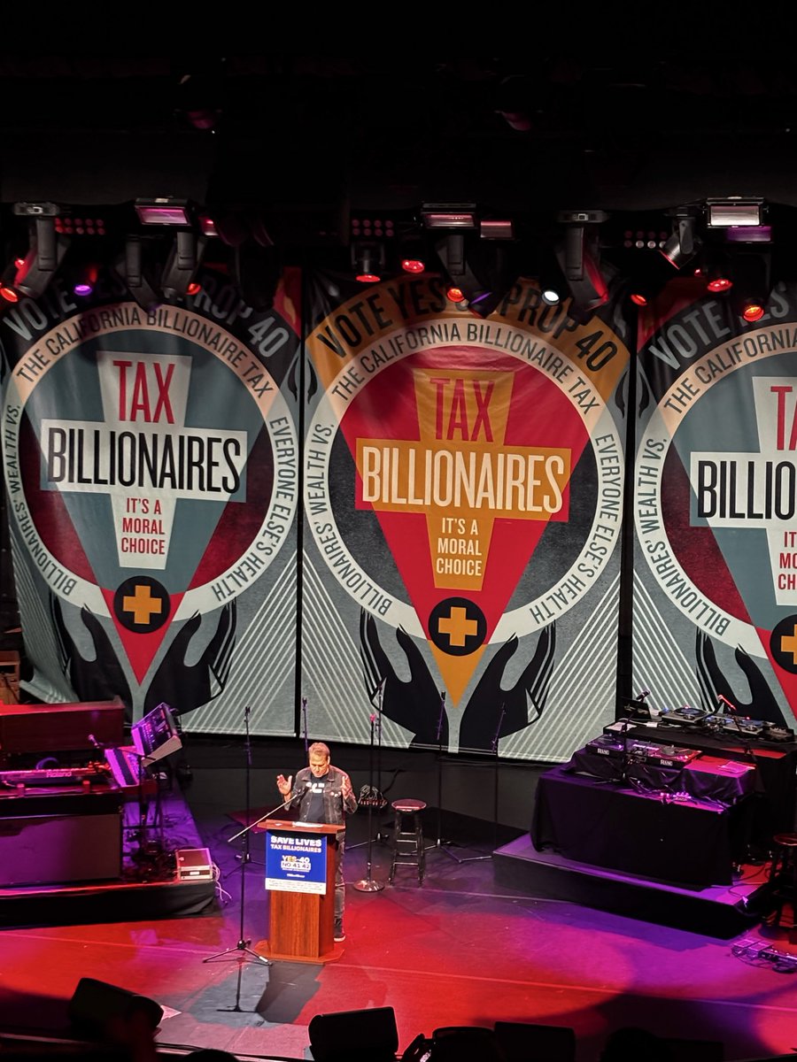 tran_scends's tweet photo. Tax the billionaires. Redistribute wealth to support CA’s working families. It’s a moral, common sense step.

@BernieSanders and @RoKhanna brought the energy in LA w/ @OBEYGIANT debut art for #YesOn40 https://t.co/gWOpkTbz7h
