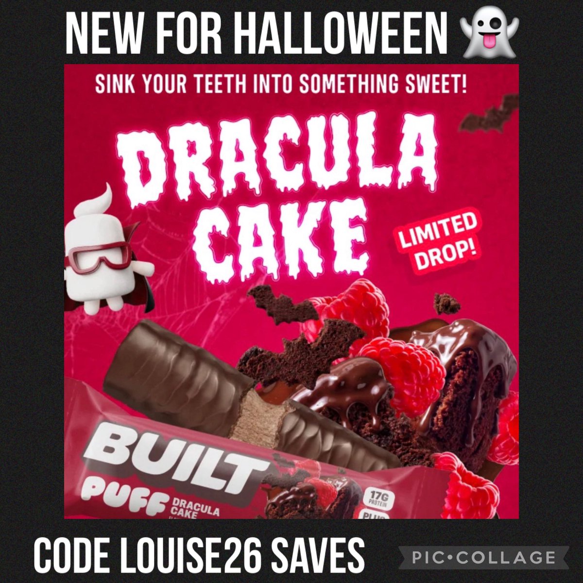LouiseKelowna's tweet photo. NEW ➡️ https://t.co/PPkConswFY #weightloss #gymgirl #gymguy #snacks #tastesgood #HealthyEating #gym #highprotein #gymlife #wwprotein #love #workout #tasty #proteinbars #healthy #raspberry #builtbar #chocolatecake @Built_Bar #weightloss #halloween  #dracula https://t.co/rozf1E7RkU