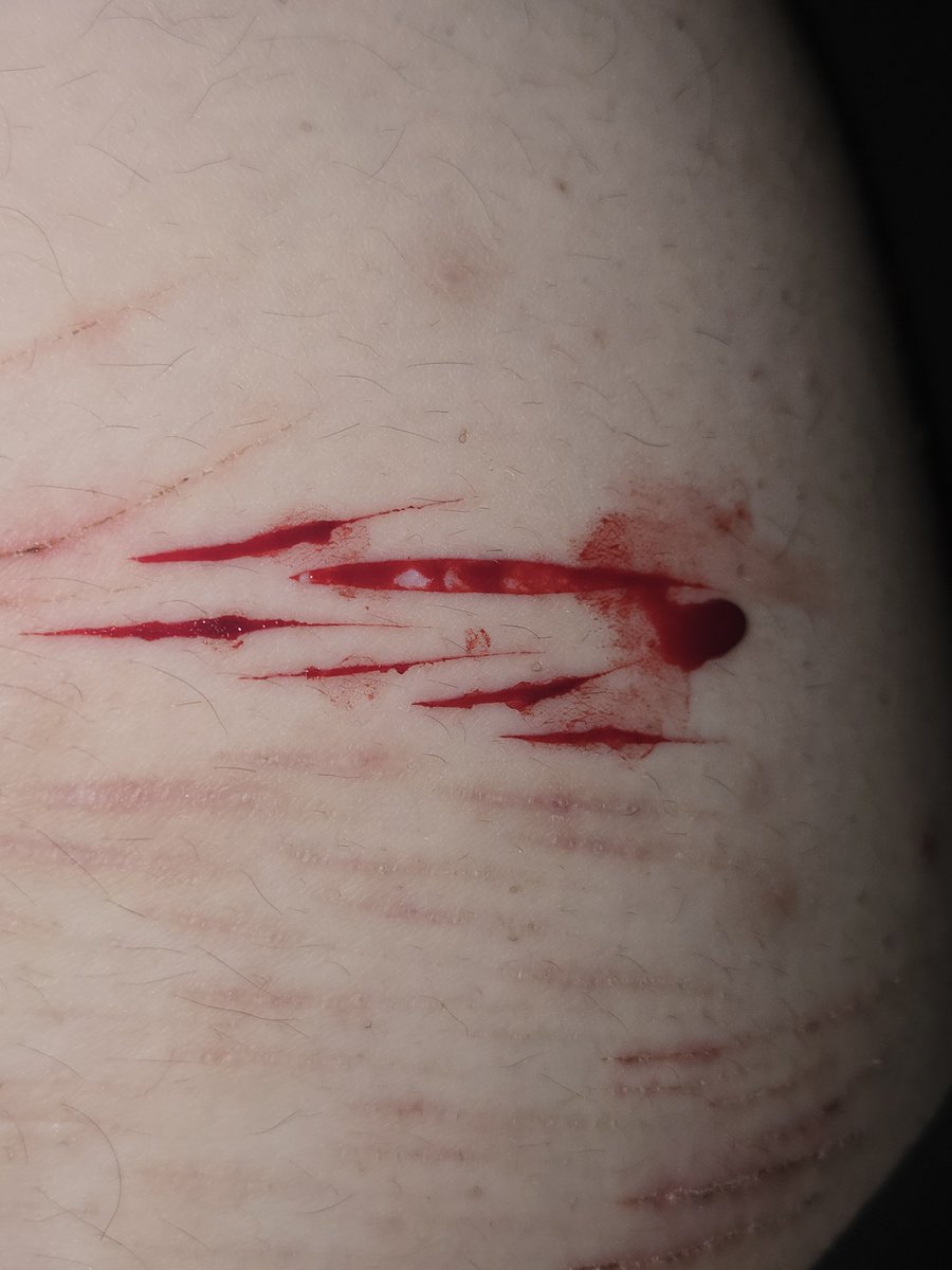 Ending_Ender's tweet photo. FAKE SFX MAKEUP AI IMAGE MAKEUP FOR HALLOWEEN 
Did this yesterday, not the greatest but pretty good imo. One of my boyfriends @Moopzy429 gave me some much-needed encouragement to do the biggest one, very proud of it 💜🐾 https://t.co/tfzPQIXLZk