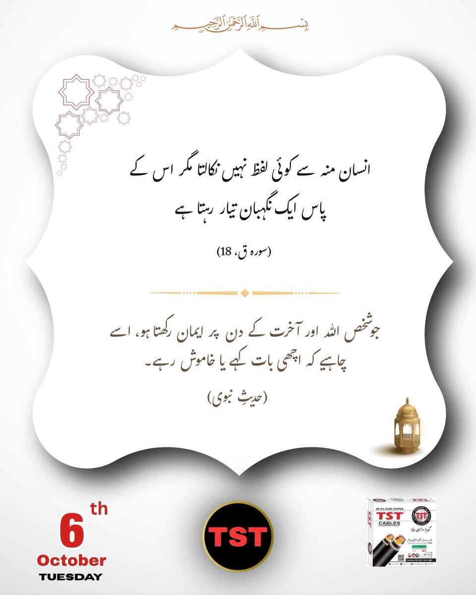 tstcables's tweet photo. 06 OCTOBER 2026
#tstpakistan #tstcables #tstlighting #tstswitches #tst https://t.co/BnDDMXHO2Q