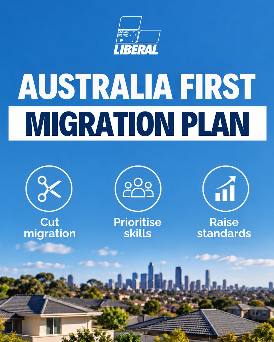 Anne_Ruston's tweet photo. The Liberals and Nationals will deliver the largest cut to immigration in Australian history—making more homes available for Australians, easing pressure on frontline services and protecting our way of life. https://t.co/WU7dra8YXY