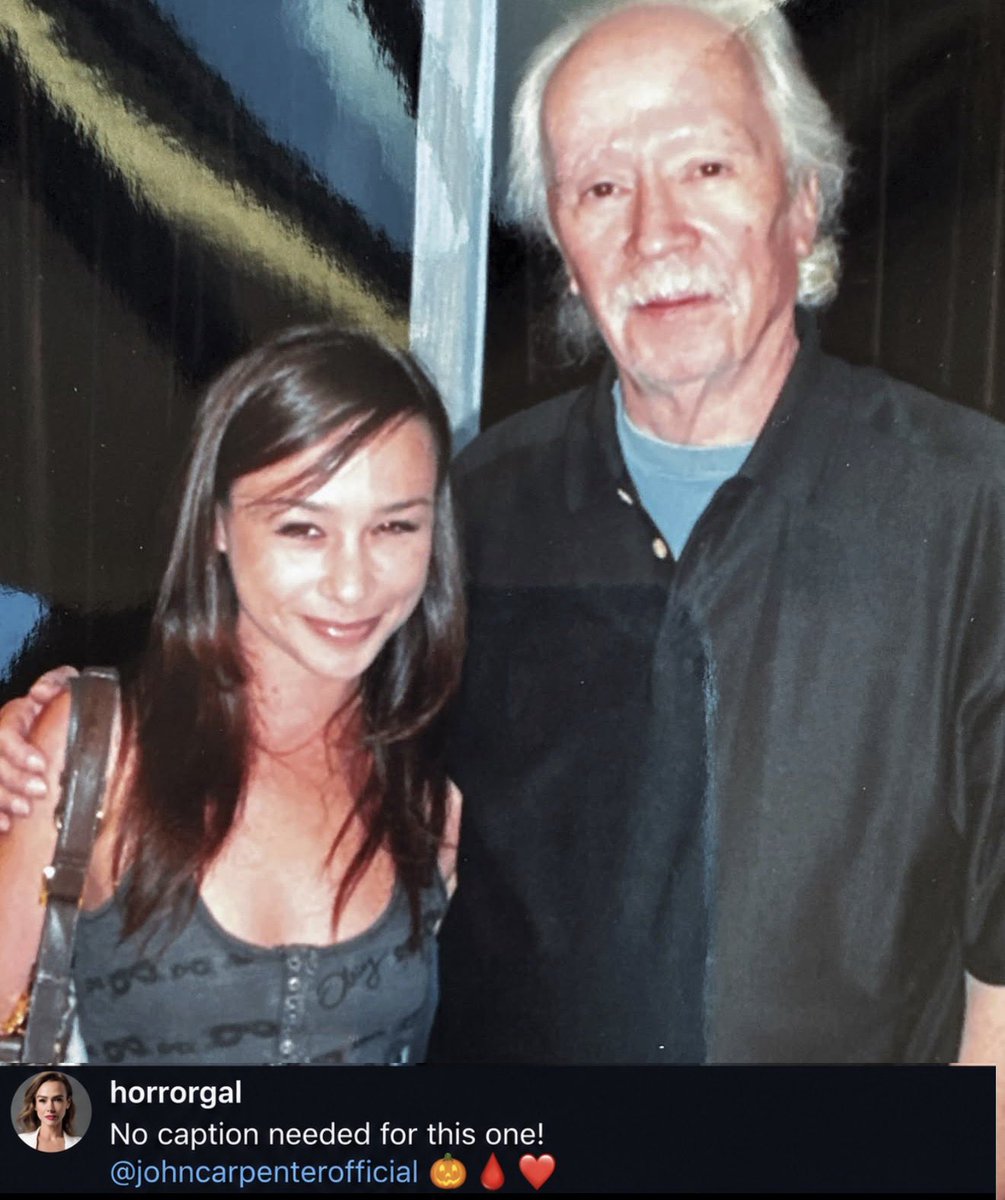 HalloweenVerse's tweet photo. Danielle Harris shares a photo with John Carpenter. 🎃🩸 Two Halloween legends. One incredible photo ❤️ https://t.co/gs4Uc1gQW3