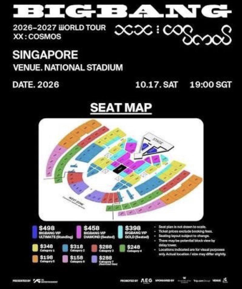 levisapron's tweet photo. HI VIPs I have one CAT 7 ticket for SG bigbang day 2: 18 Oct, selling it cos i managed to get a different seat closer to the stage. Selling it at $298 please DM me if interested. #bigbangsg #cosmossingapore #VIP https://t.co/h4Eab3ZF3s