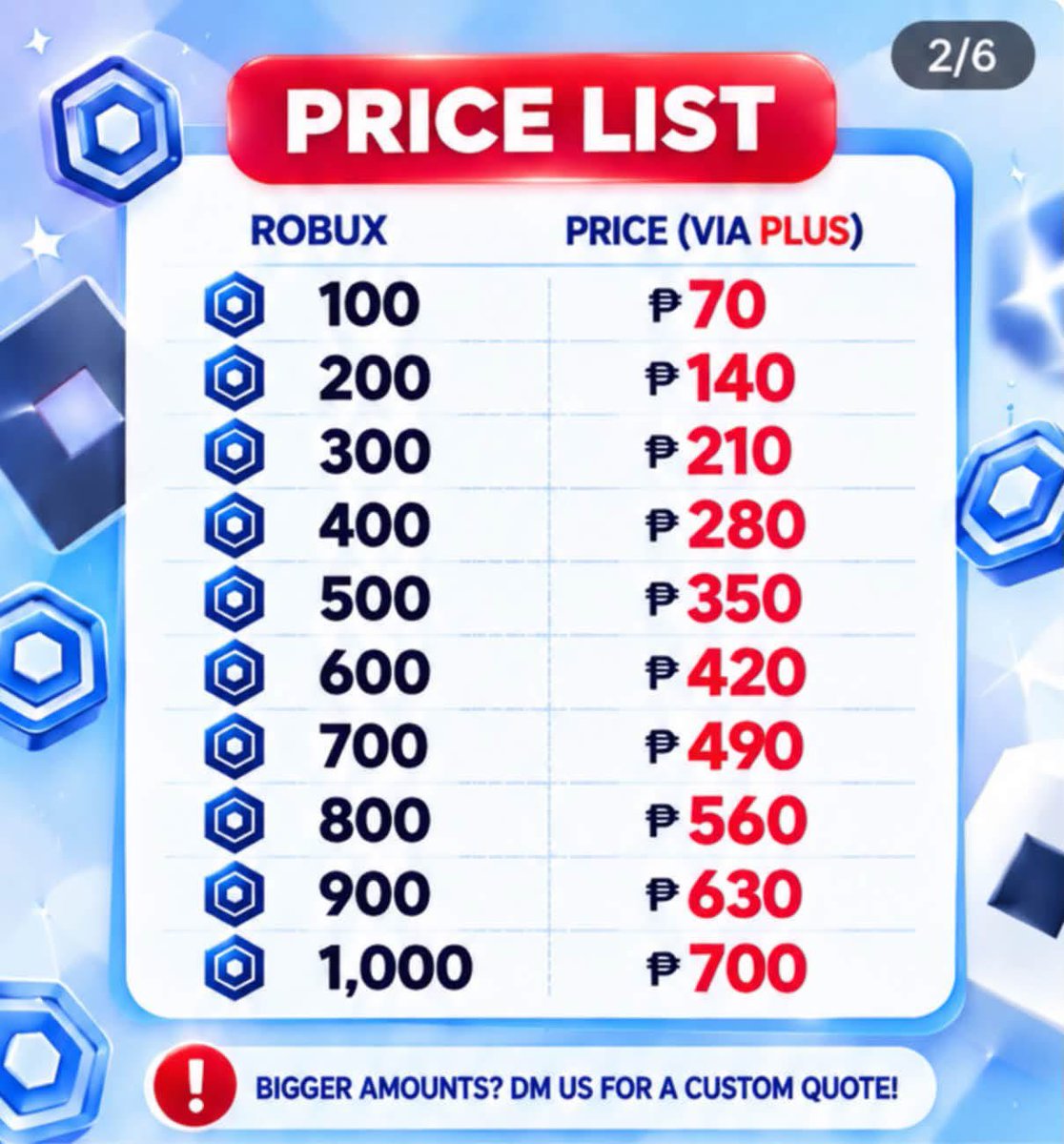 rbxthyee's tweet photo. wts Ifb robux via plus

₱70 /100 robux
— instant : minutes process
— mop: gcash &amp; maribank 

vouches on my FB page (check link on my profile)

just send me a dm https://t.co/52FpfoTqCl