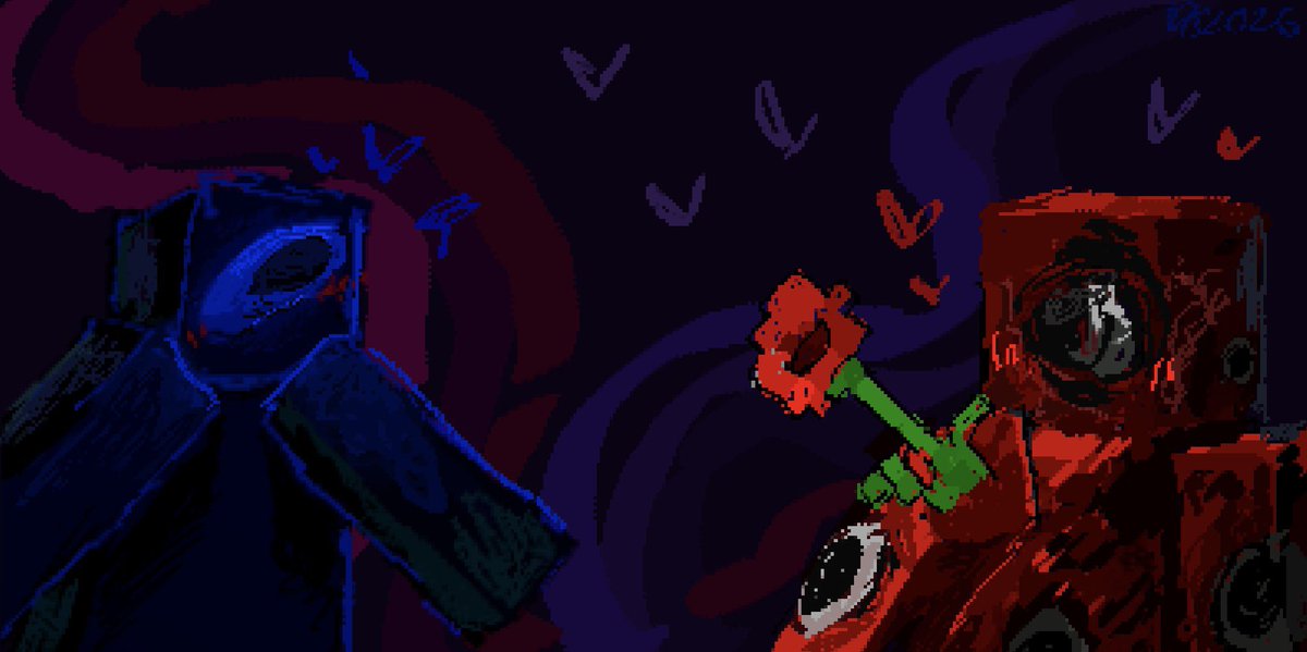 Honeysauce10's tweet photo. Day 5 is done! I don’t usually do ship art and I had no idea who to ship with who as I also not a big shipper, but I spun the wheel and it give me Blue Eye and The Eyed Flesh lol #wonderlandjar https://t.co/7eT8zYm4Dm