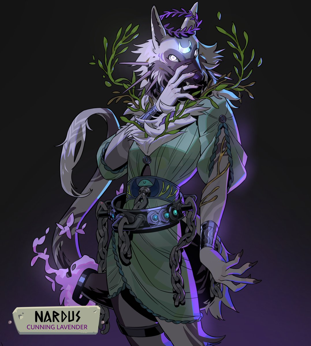 ShibaVanilla's tweet photo. Hecate’s (escaped) lavender, Nardus! A Hades 2 commission for @DimNorthNether! https://t.co/O0fLhd6H8d