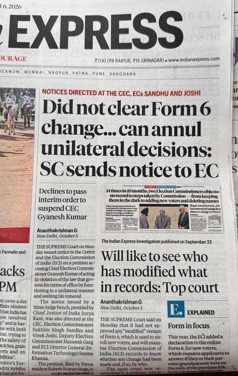 TheDeshBhakt's tweet photo. It’s not just the opposition or the newspapers - even the Supreme Court of India cannot ignore the mountain of evidence against Gyanesh.
If he doesn’t go and the EC isn’t repaired by a joint opposition effort …. then we can kiss our democracy good bye. https://t.co/zsf8mL4t2E