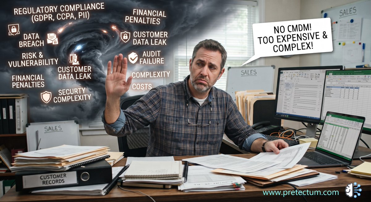 pretectum's tweet photo. A lot of SMB's stick with the status quo for #Customer #MDM - but what they may be missing, is the looming hurricane of issues that flow once they reach a certain threshold of activity, value or staffing. There is a better way to manage customer #data - purpose built #CMDM https://t.co/VI85RSPc0s