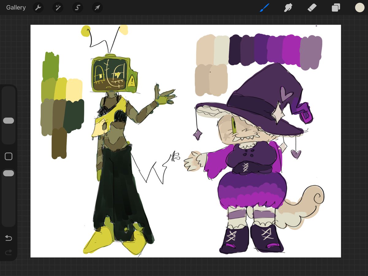 funnyfartfish's tweet photo. quick reference guide for halloween animation i try to keep my palettes simple i dont know what happened here https://t.co/C9FOPMLU7u