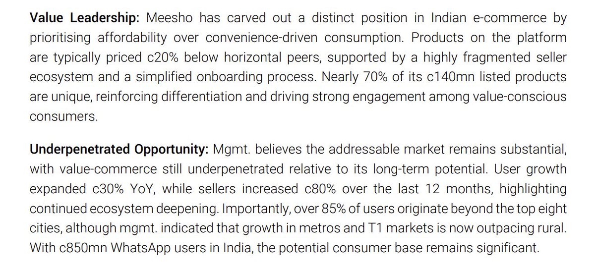 refsrc's tweet photo. Meesho's growth in tier 1 / metro cities is now outpacing its rural growth - company to Jefferies https://t.co/i27jhyPwwj