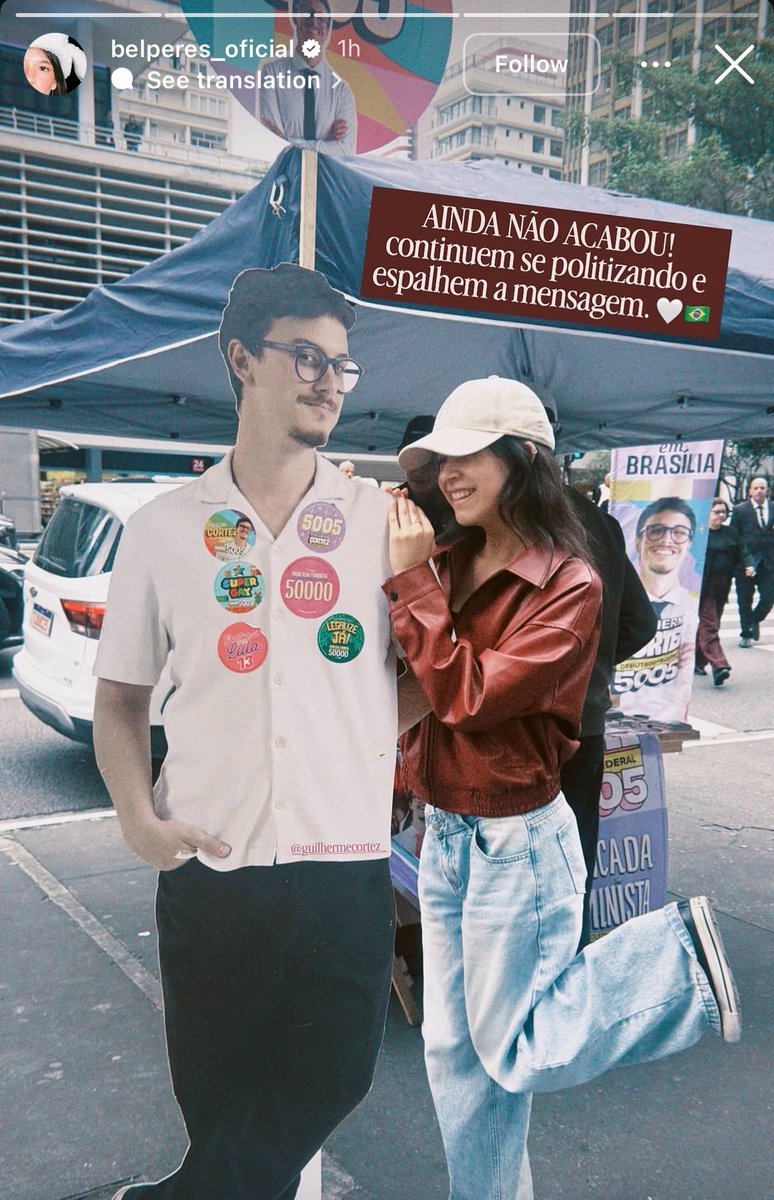 stagepopbr's tweet photo. Bel Peres (ex-Bel Para Meninas) faz publicação declarando apoio a Guilherme Cortez. ❤️ https://t.co/oGv61CqId3