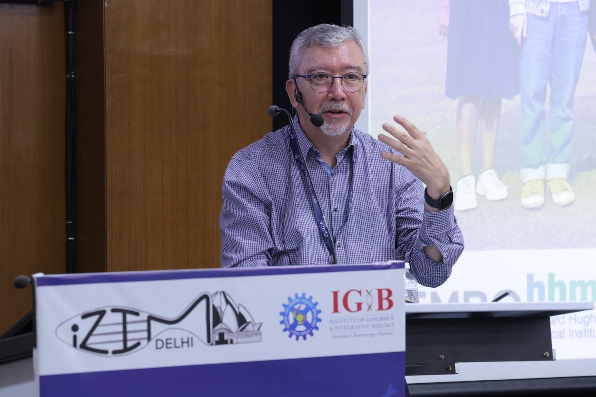 IGIBSocial's tweet photo. Great talk by @mayor_lab about building the quantitative atlas of cell shapes and sizes, and how shape of the cells is consequentual to fate determination during zebrafish development. EMBO Global Lecture at the 6th Indian Zebrafish Investigators Meeting.  

#IZIM2026

@mayor_lab @ChetanaX   @shruthy_suresh @tnv_lab
@SouvikM29933298 @CSIR_IND @EMBO