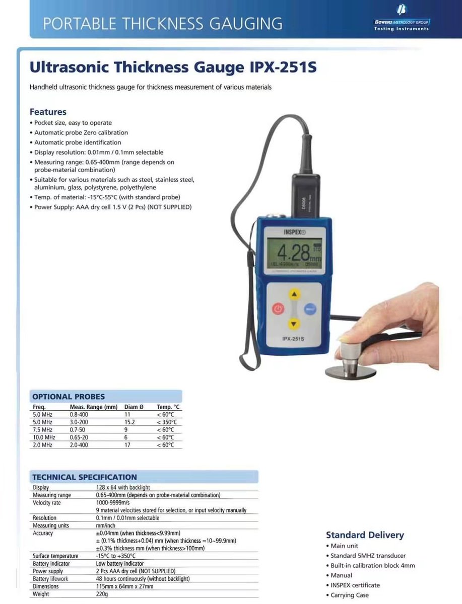 workiconth's tweet photo. แนะนำสินค้า : Ultrasonic Thickness Gauge, Model: IPX-251S, Brand: Inspex
#ขาย #จำหน่าย #fyp #ultrasonicthicknessgauge #ultrasonic #thickness #thicknessgauge #inspex #ipx251S #ipx-251S #ipx251 #ipx-251 #เครื่องวัดความหนา #วัดความหนา #eec #dealer #distributor #ตัวแทนจำหน่าย https://t.co/CuRBvUPS9y