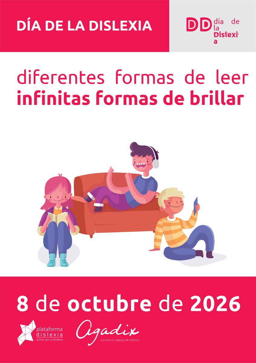 Agadix's tweet photo. 💗 Diferentes formas de ler. Infinitas formas de brillar. 📚 8 DE OUTUBRO · DÍA DA DISLEXIA https://t.co/UYvZ6dm4Cd