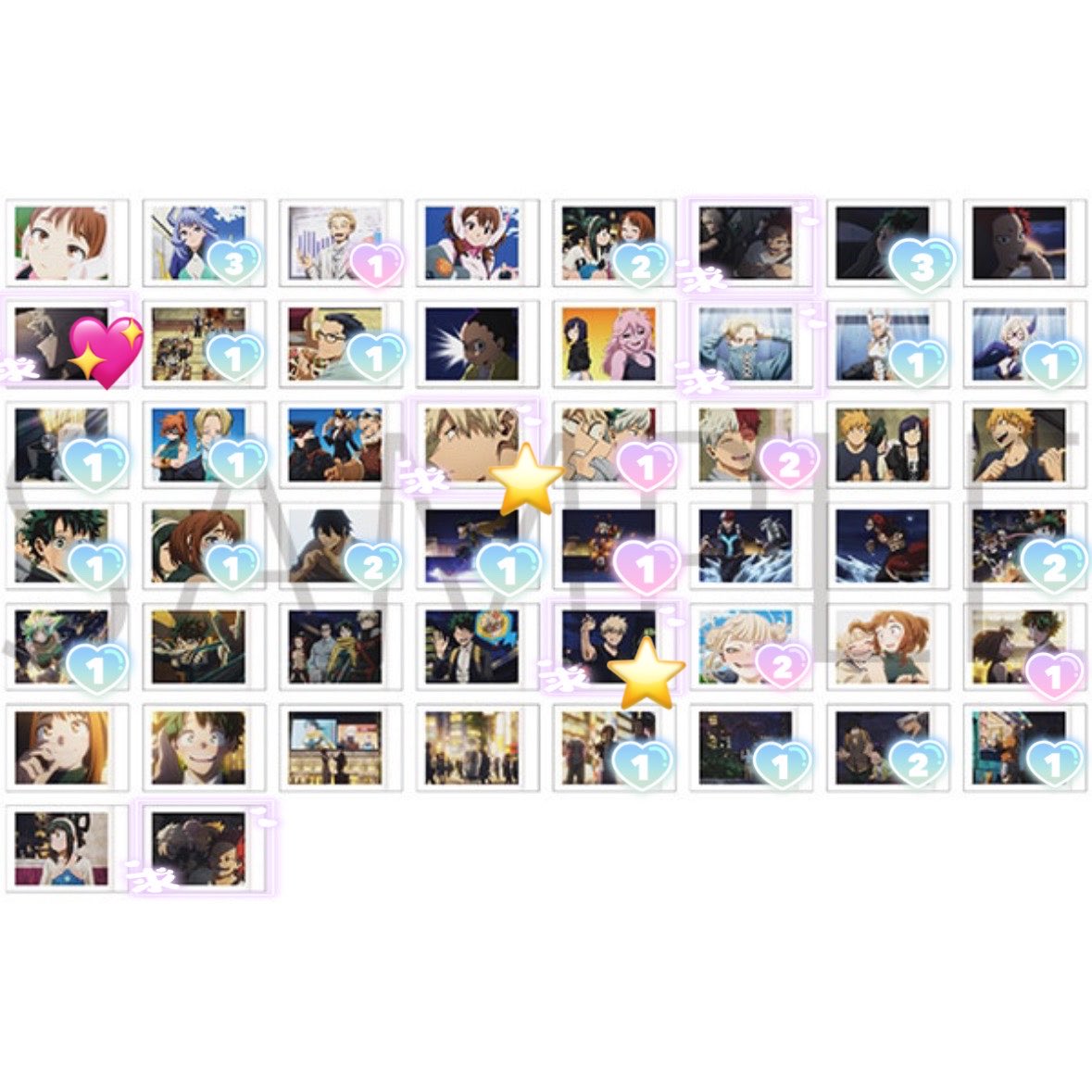 xo____ss's tweet photo. 【交換・譲渡】ヒロアカ ぱしゃこれ more

✧譲✧ 画像数字

✧求✧ 画像求or定価(+送料)

⧉🩷は交換優先/💖or⭐️含む交換希望
　轟くんは💖との交換、お声掛けが重なる場合は任意含む方優先
⧉郵送(2〜)または都内手渡し
　譲渡の場合お支払いはPayPay or 現金

↓ https://t.co/npB009ckAJ