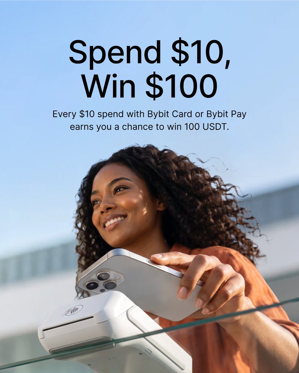 Bybit_Official's tweet photo. Every $10 spend = another shot at 100 USDT 💁

Use Bybit Card or Bybit Pay.