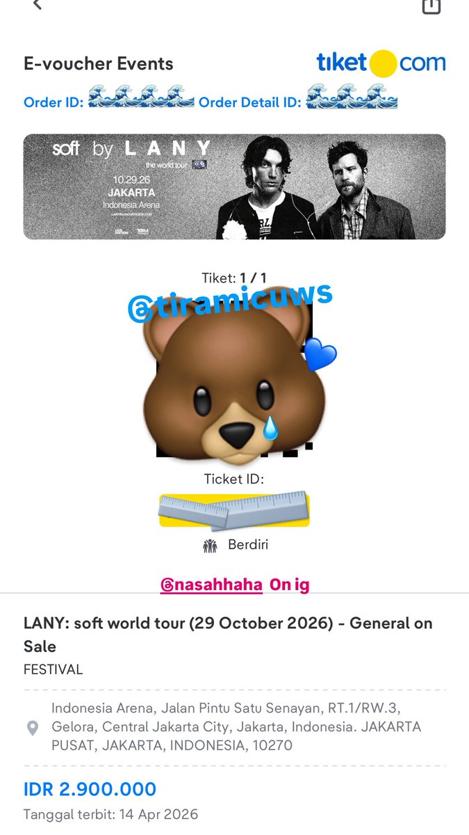 tiramicuws's tweet photo. WTS SOFT BY LANY 1 TIX FESTIVAL DAY 1
Kujual harga web/nego tipis🥹. NO SCAM bcs ini tiket pribadiku😭. Dijual karena bentrok schedule dadakan dan susa cuti 😭. DM akun ini atau ig @ nasahhaha for more info ya.
#infokonser #lany #softworldtour #lanyjakarta #jual #beli https://t.co/tfUX5DRbBi