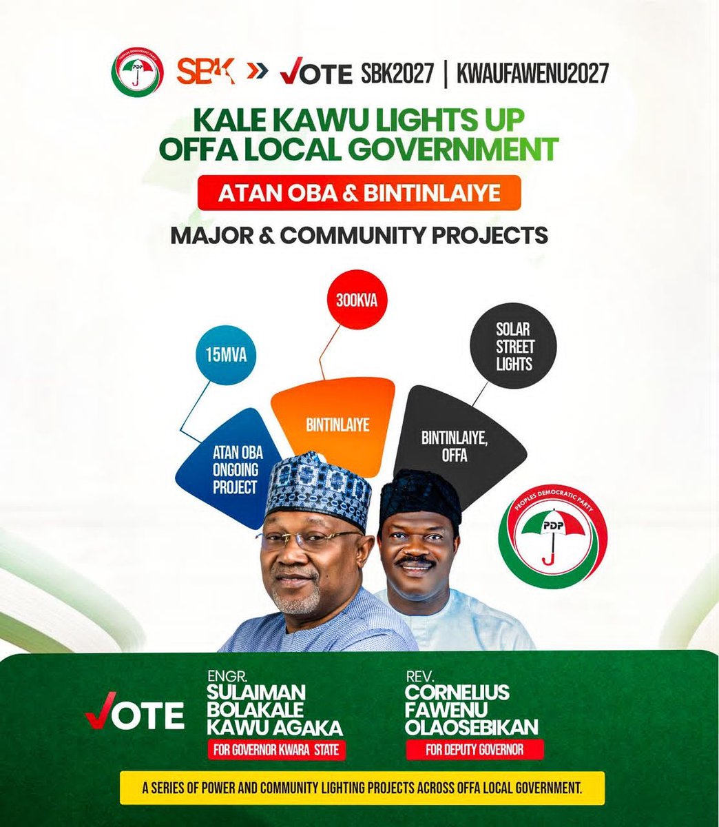 El_yusufy's tweet photo. SBK 2027 — POWERING COMMUNITIES, POWERING KWARA.

#VoteSBK #VotePDP #SBK2027
#KawuFawenu #KawuFawenu2027 #PoweringCommunities #PoweringOffa https://t.co/ccLVoDfdKg