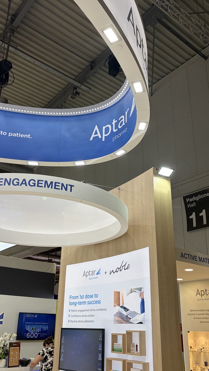 aptar's tweet photo. It’s Day 1 of #CPHIMilan! Make your way to #AptarPharma Booth 11A43, Hall 11 to meet our team. Explore our full range of #drugdelivery solutions &amp; find out how we can support your journey, from formulation to patient. Looking forward to welcoming you over the next three days! https://t.co/p6FTXX0Wvv