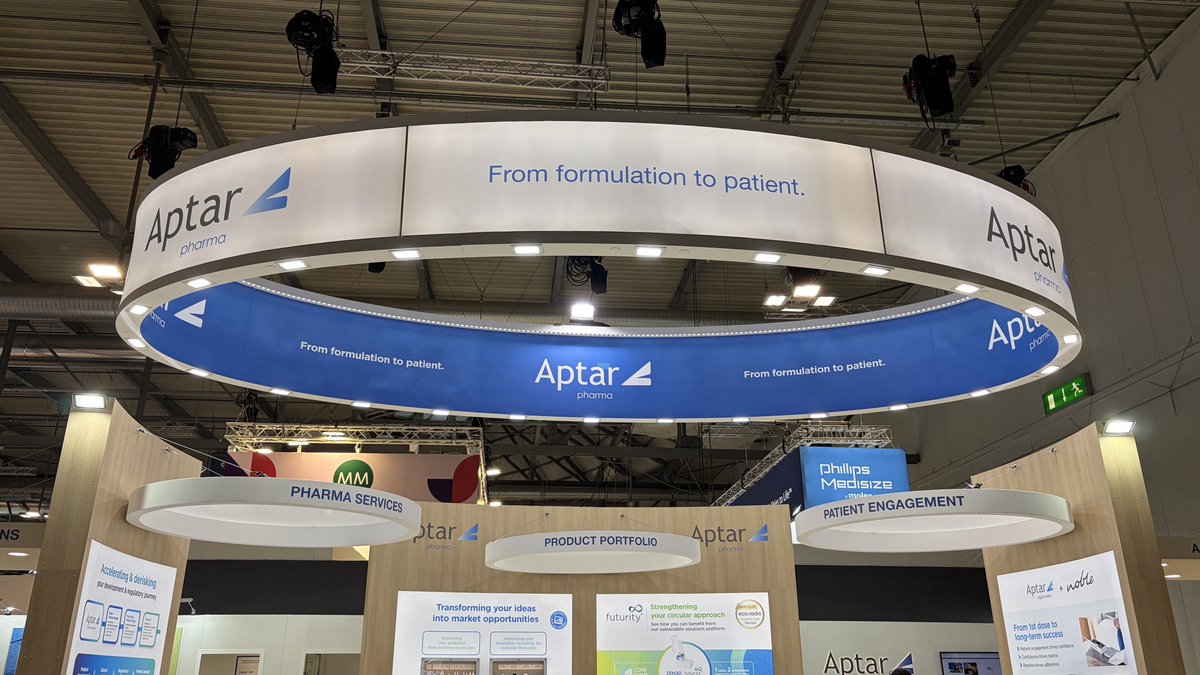 aptar's tweet photo. It’s Day 1 of #CPHIMilan! Make your way to #AptarPharma Booth 11A43, Hall 11 to meet our team. Explore our full range of #drugdelivery solutions &amp; find out how we can support your journey, from formulation to patient. Looking forward to welcoming you over the next three days! https://t.co/p6FTXX0Wvv
