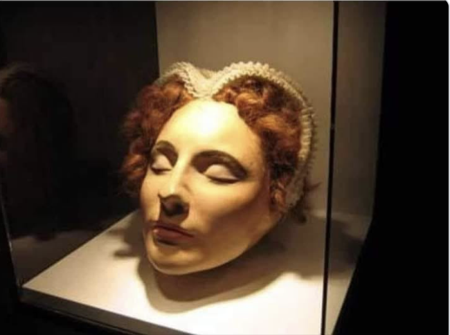 ProtecttheFaith's tweet photo. The death mask of Catholic Queen Mary of the Scots
who was illegally executed on the orders of the Protestant heresiarch Elizabeth I

"Tell my friends that I die a true woman to my religion"

Many consider her a martyr for the Faith.

She was cruelly denied the assistance of a priest and the sacraments before her execution

This mask is displayed at Mary, Queen of Scots House in Jedburgh, Scotland.

The plaque below the display reads: " Mary’s death on the execution block, at the hand of Queen Elizabeth was characterised by her dignity, bearing and composure.