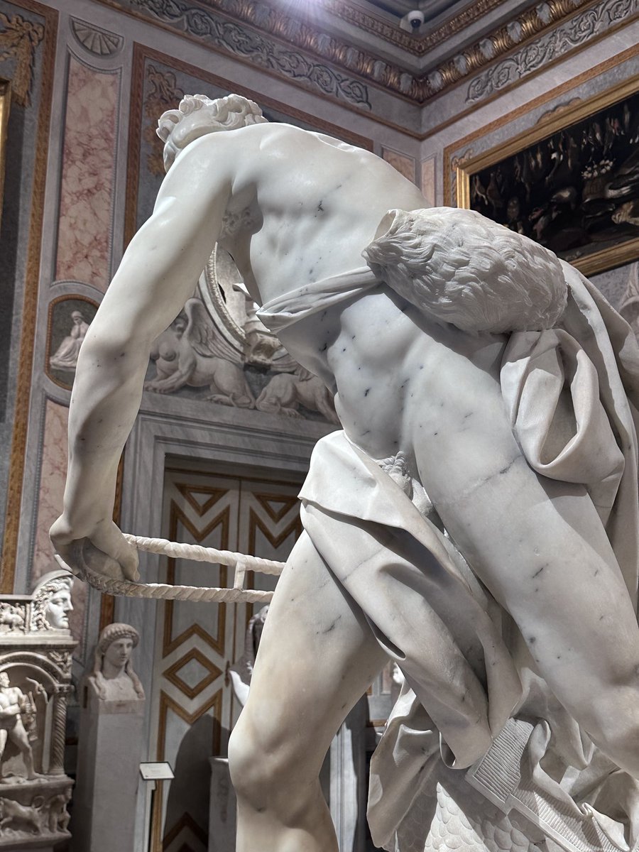 Architectolder's tweet photo. Man becomes honorable when suffering gives him every excuse he fail, and he still chooses to stand. 
Seneca 

David by Bernini 1623-24, marble. https://t.co/s98Qx4nvhG
