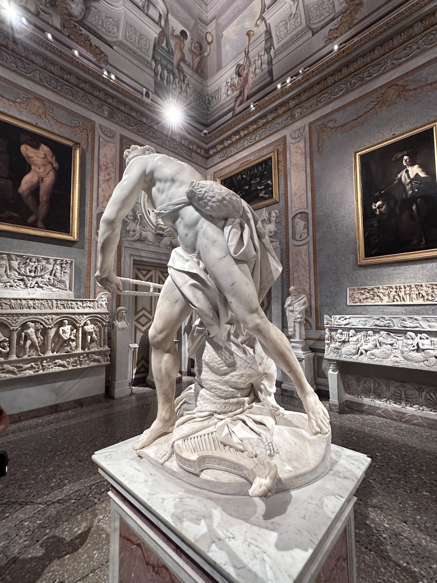 Architectolder's tweet photo. Man becomes honorable when suffering gives him every excuse he fail, and he still chooses to stand. 
Seneca 

David by Bernini 1623-24, marble. https://t.co/s98Qx4nvhG