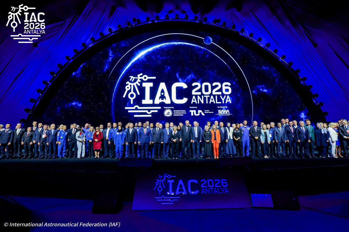 esa's tweet photo. We’re in Antalya for #IAC2026 
 
On the first day, discussions focused on strengthening Europe’s space capabilities, international cooperation and the future of exploration. More updates to come!
 
Read more: https://t.co/IDxUJVtIhr

Credits: International Astronautical Federation