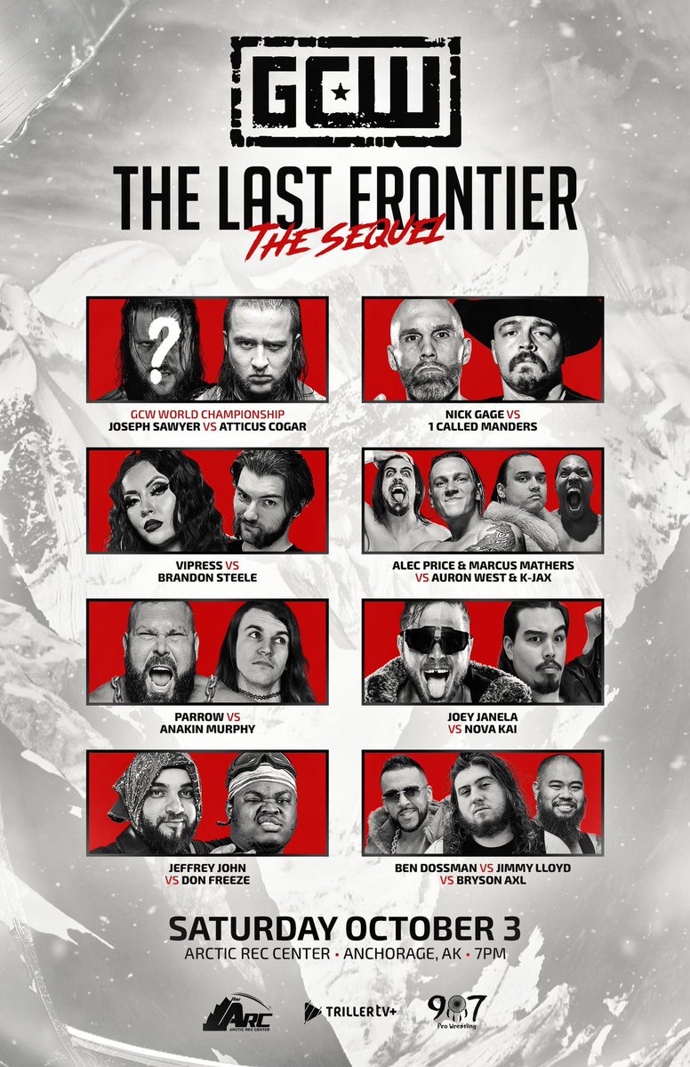 the_w_returns's tweet photo. GCW: The Last Frontier (The Sequel) (2026).
#TheWrestlingReturns #TheWrestlingReturnsPodcast #TheHorrorReturns #TheHorrorReturnsPodcast #THRPodcastNetwork #GCW #GameChangerWrestling #GCWSequel #Wrestling #ProWrestling https://t.co/TJnOlqgIbq