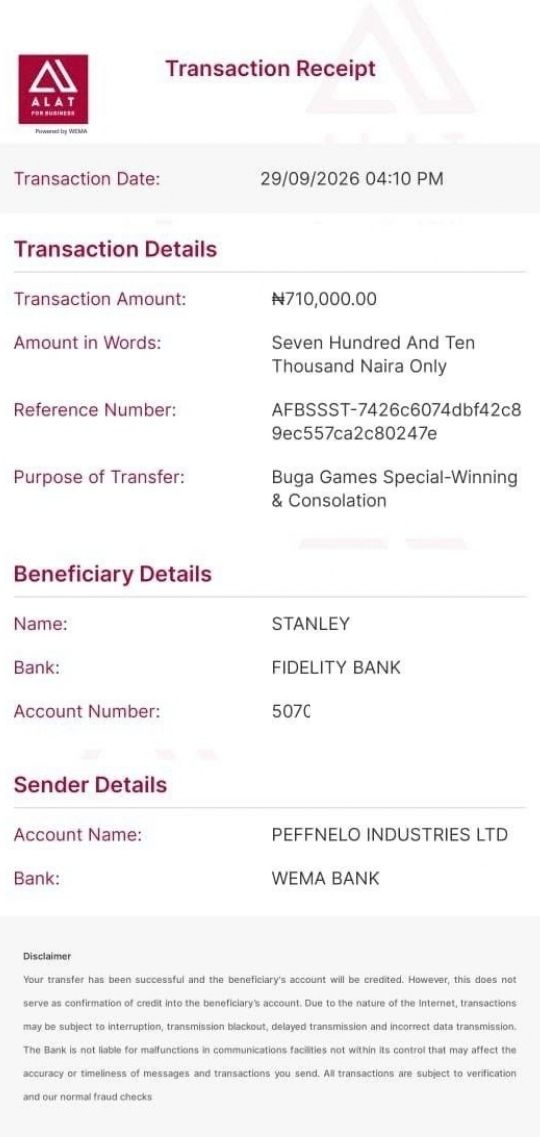 buga4gamez's tweet photo. Another person don collect ₦700K from Buga Games! 3,000 naira entry to
win the N700K prize. Receipt dey below Visit https://t.co/Hb4UPqYcEQ to play
and win. 

See more payment evidence for our Telegram channel: https://t.co/wE3INqEhJl https://t.co/79SlLw5TN0
