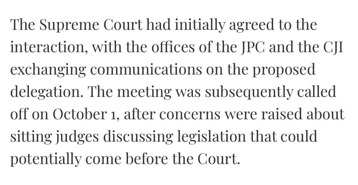 gautambhatia88's tweet photo. I find it stunning that the Supreme Court had initially *agreed* to this meeting, and only pulled it after public backlash. 

No understanding of separation of powers 101? https://t.co/KylZc6aduA