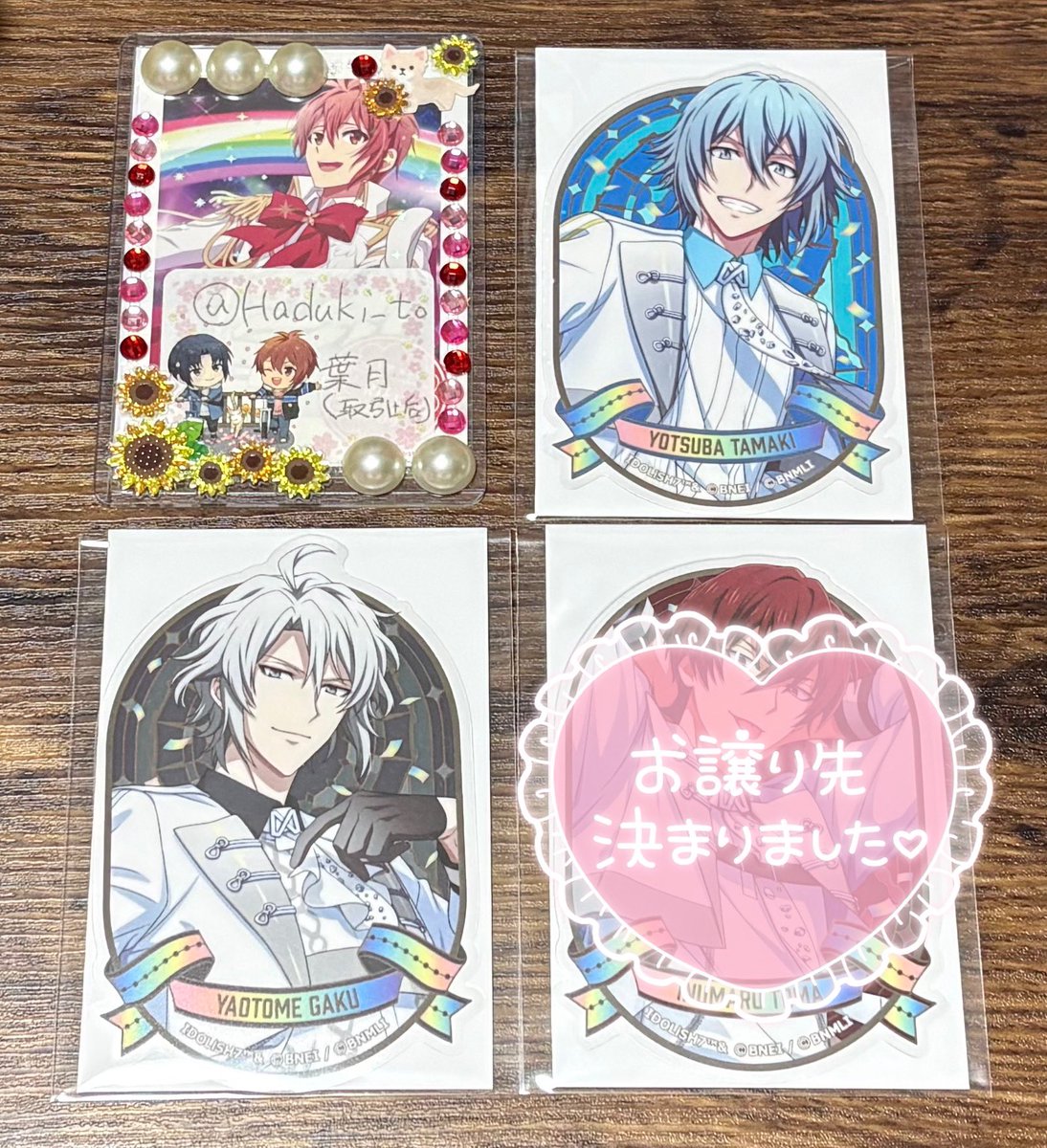 Haduki_to's tweet photo. 【交換】
アイドリッシュセブン アイナナ きらきらクリアステッカー～Rainbow City～

譲》環、楽

求》陸 

※写真は木目調の机で床に置いていません

お気軽にお声かけください。
よろしくお願いします。 https://t.co/AwjQH84E4o