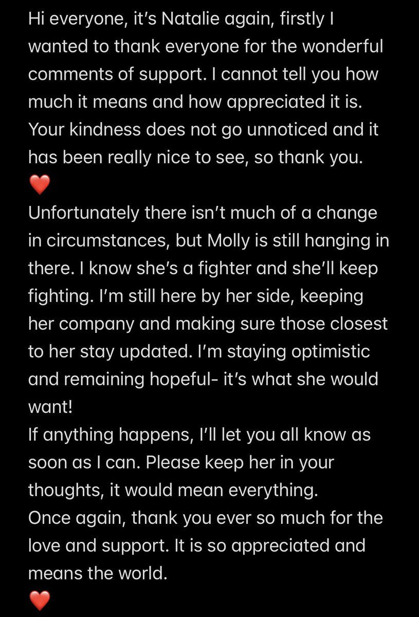 w_onderwalls's tweet photo. Hi everyone, here’s a little update. Unfortunately not much has changed. Thank you for all of the support and kind messages, it is so appreciated ❤️ https://t.co/avCtzgqXWI