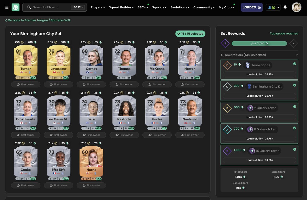 FUTBIN's tweet photo. 🚨 MEGA GALLERY TOKENS THREAD - 863 TOKENS WITHOUT FIRST OWNER 🚨

Cheapest Solutions for every single club that gives out Gallery Tokens! 👇

🏴󠁧󠁢󠁥󠁮󠁧󠁿 Birmingham City (S-Tier/25 Tokens)
🏴󠁧󠁢󠁥󠁮󠁧󠁿 Hull City - (S-Tier/38 Tokens)
🏴󠁧󠁢󠁥󠁮󠁧󠁿 London City Lionesses (S-Tier/80 Tokens)
🇪🇸 Tenerife (S-Tier/28 Tokens)