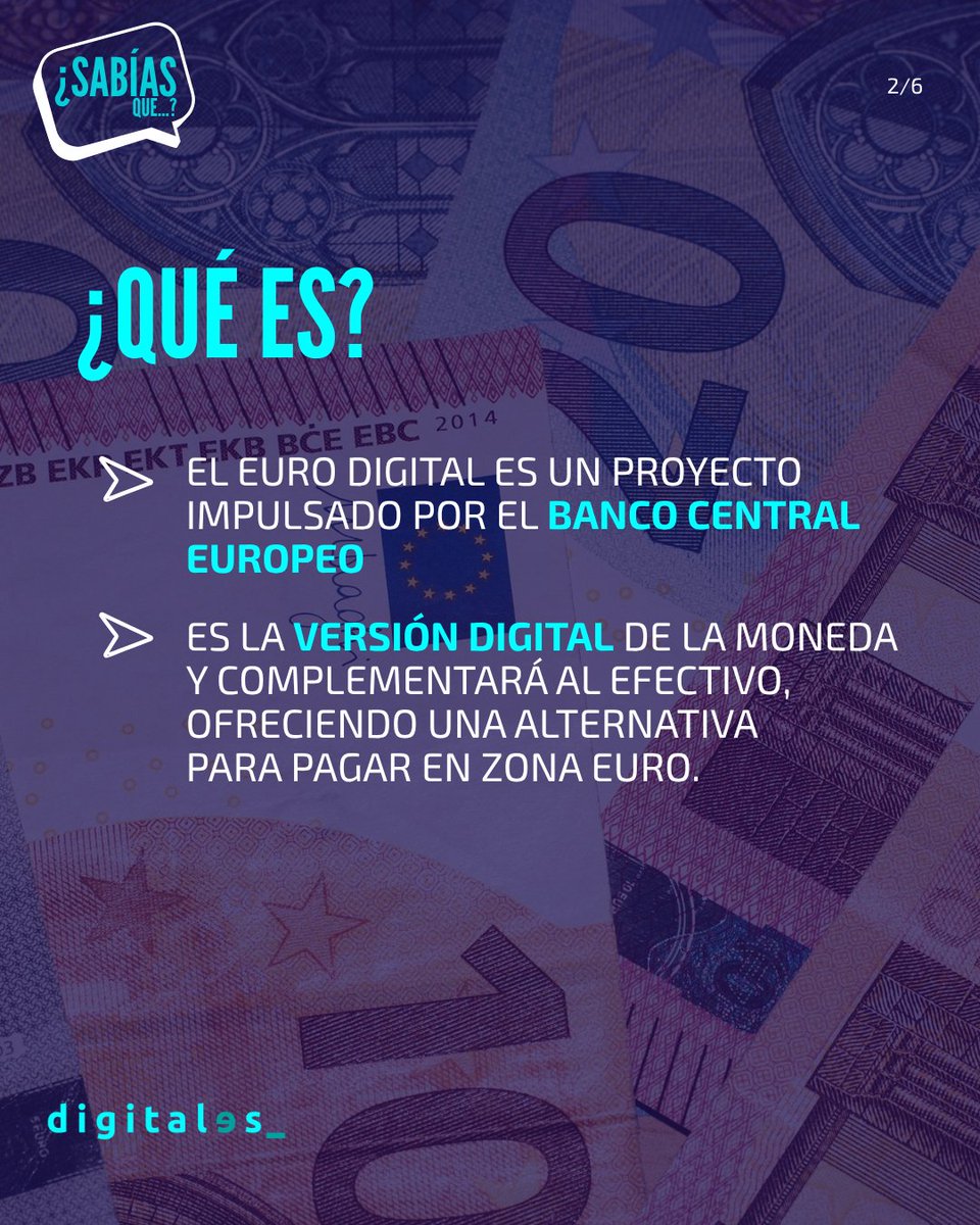 AsocDigitales's tweet photo. 🔍 Queda menos de un año para que se lance el piloto del famoso euro digital, la moneda virtual emitida por el @ecb que complementará al efectivo.

Te contamos algunas de las particularidades de este proyecto, que aspira a posicionarse como un nuevo medio de pago.⬇️ https://t.co/fiHjyEnit4